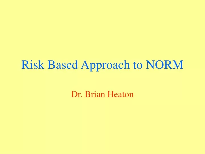 risk based approach to norm