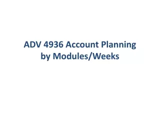 ADV 4936 Account Planning by Modules/Weeks