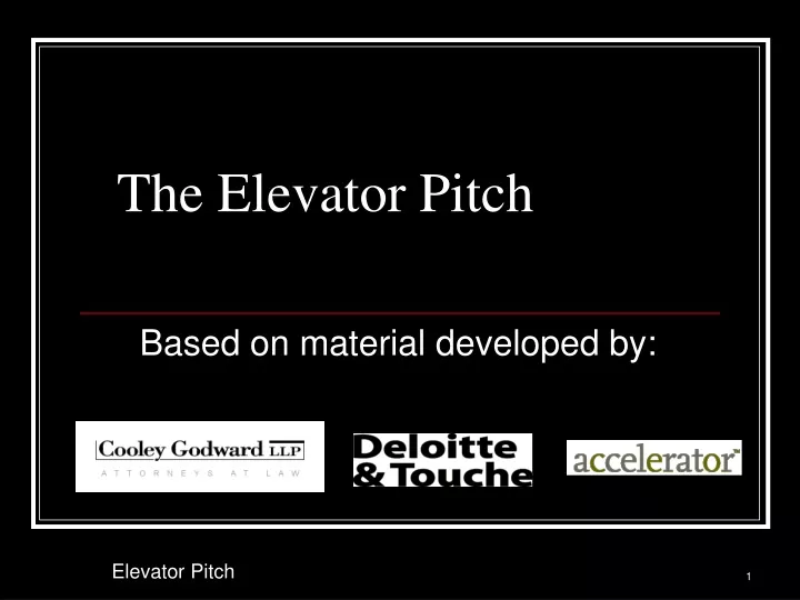 the elevator pitch
