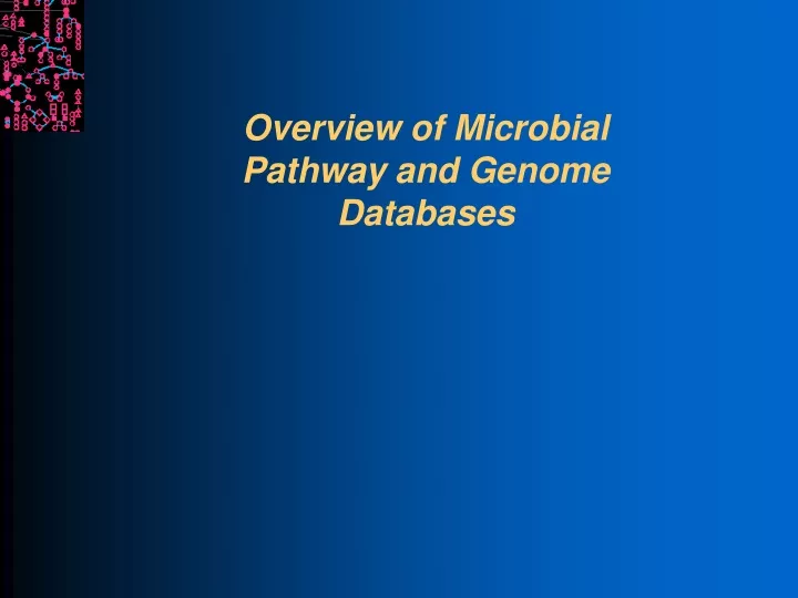 overview of microbial pathway and genome databases