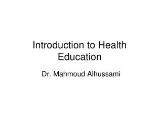 Introduction to Health Education