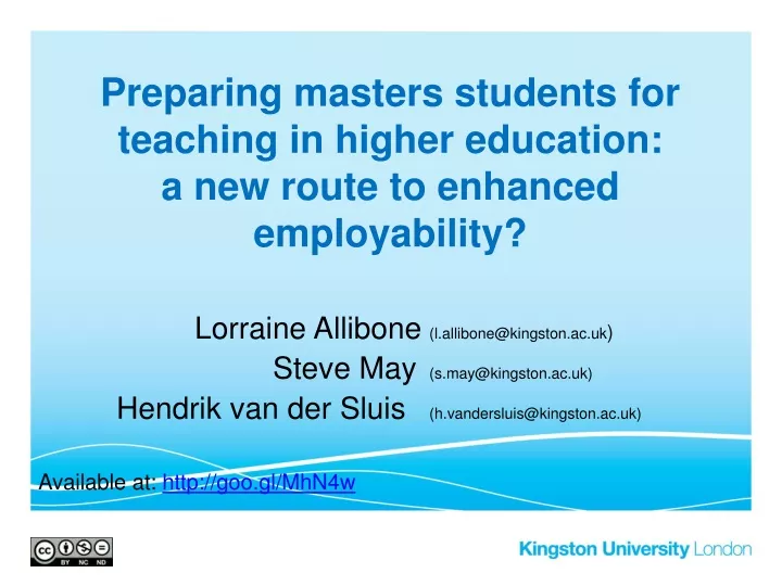 preparing masters students for teaching in higher education a new route to enhanced employability