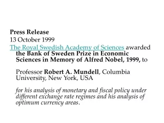 Press Release 13 October 1999