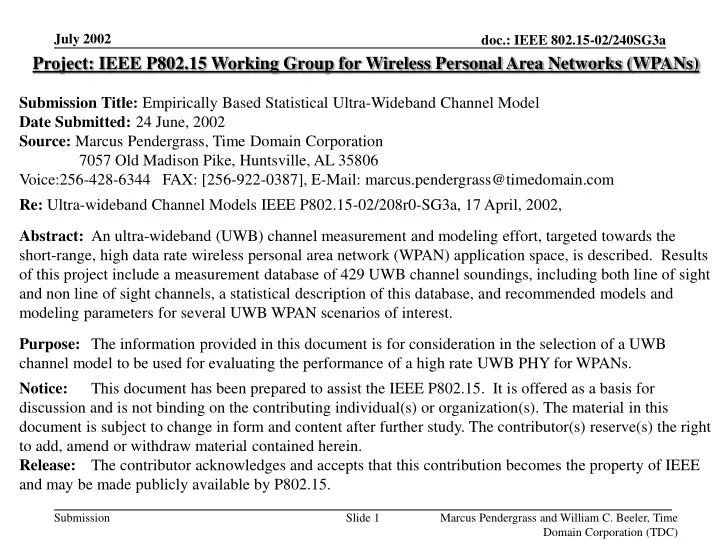 project ieee p802 15 working group for wireless