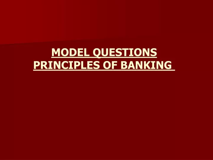 model questions principles of banking