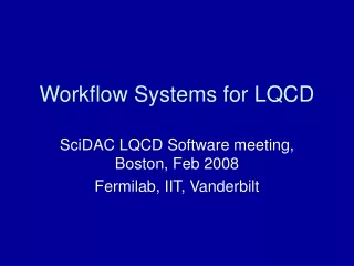 Workflow Systems for LQCD