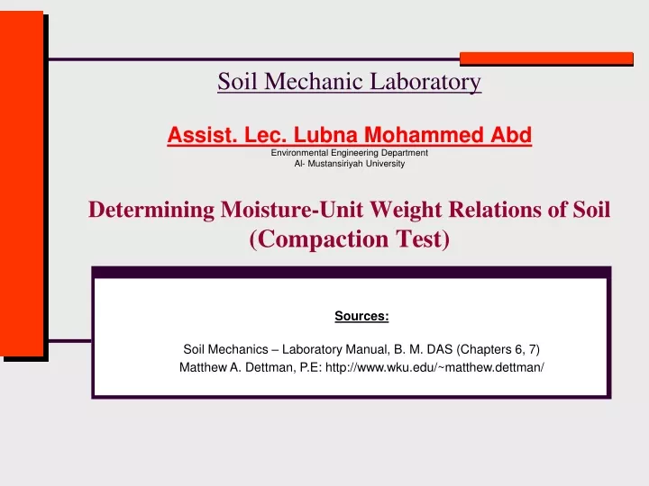 soil mechanic laboratory assist lec lubna