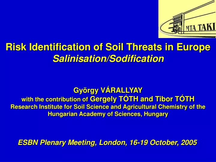 risk identification of soil threats in europe