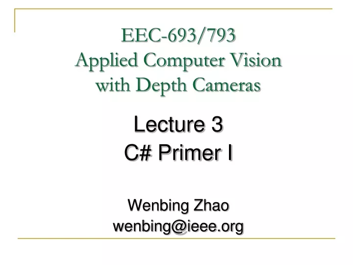 eec 693 793 applied computer vision with depth cameras