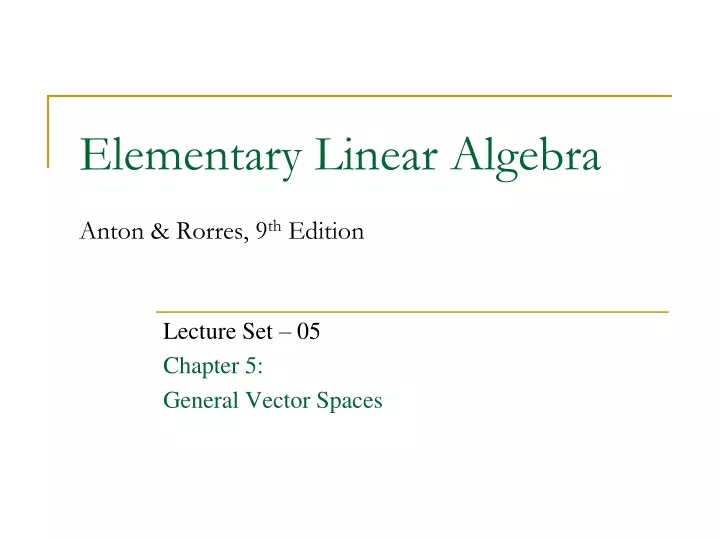 elementary linear algebra anton rorres 9 th edition