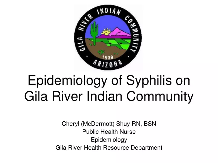 epidemiology of syphilis on gila river indian community