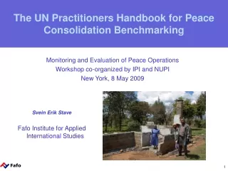 The UN Practitioners Handbook for Peace Consolidation Benchmarking