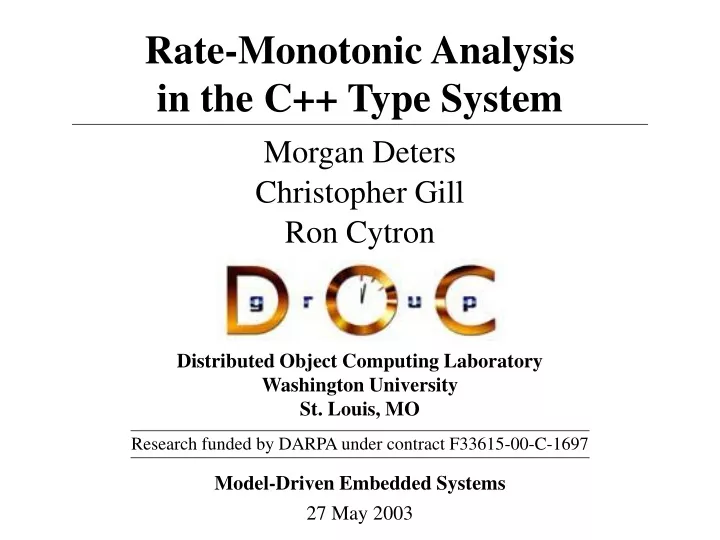 rate monotonic analysis in the c type system