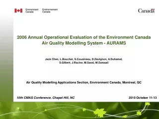 2006 Annual Operational Evaluation of the Environment Canada Air Quality Modelling System - AURAMS