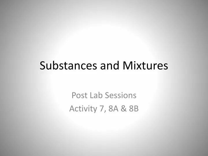 substances and mixtures