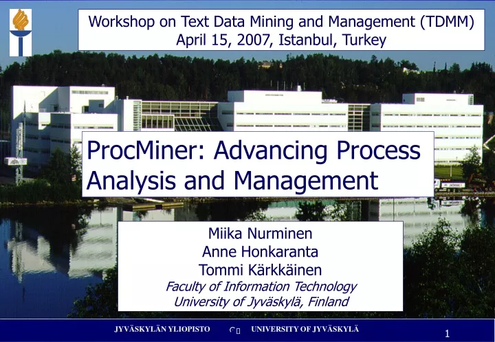 workshop on text data mining and management tdmm