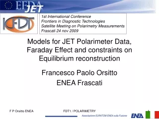 Models for JET Polarimeter Data, Faraday Effect and constraints on Equilibrium reconstruction