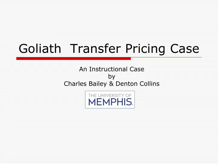 goliath transfer pricing case