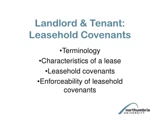 Landlord &amp; Tenant: Leasehold Covenants