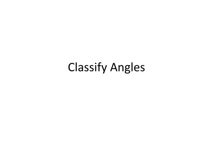 classify angles