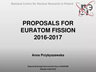PROPOSALS FOR  EURATOM FISSION  2016-2017