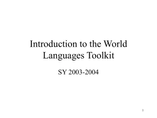 Introduction to the World Languages Toolkit