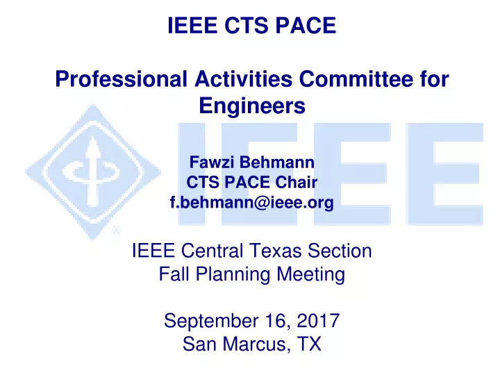 ieee cts pace professional activities committee