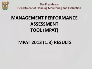 The Presidency  Department of Planning Monitoring and Evaluation