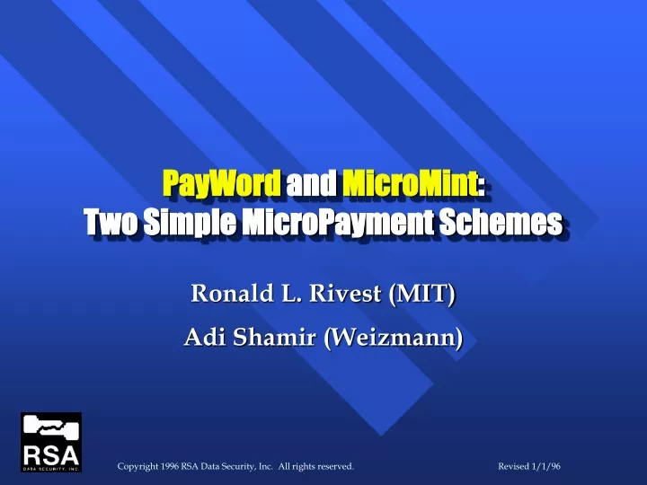 payword and micromint two simple micropayment schemes