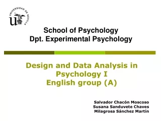 Design and Data Analysis in Psychology I English group (A)