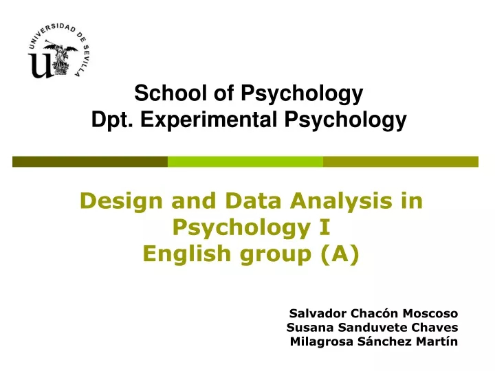 design and data analysis in psychology i english group a