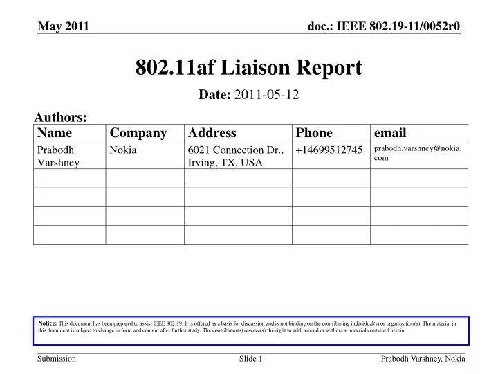 802 11af liaison report
