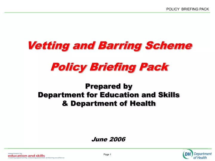 vetting and barring scheme policy briefing pack