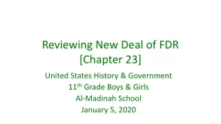Reviewing New Deal of FDR [Chapter 23]