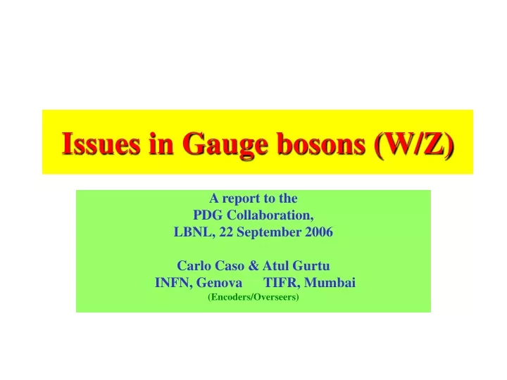 issues in gauge bosons w z