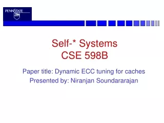 Self-* Systems CSE 598B