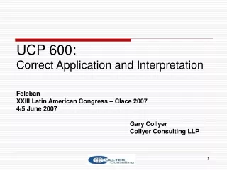 UCP 600:  Correct Application and Interpretation Feleban