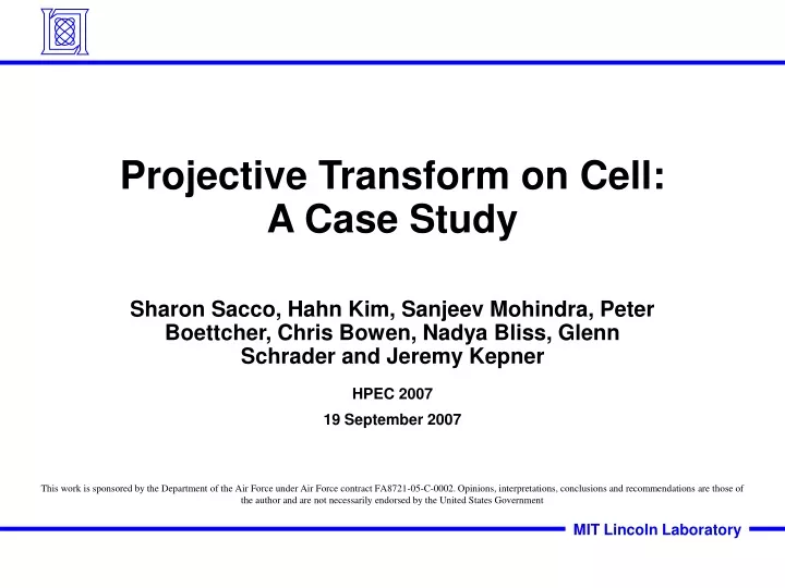 projective transform on cell a case study