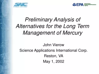 Preliminary Analysis of Alternatives for the Long Term Management of Mercury