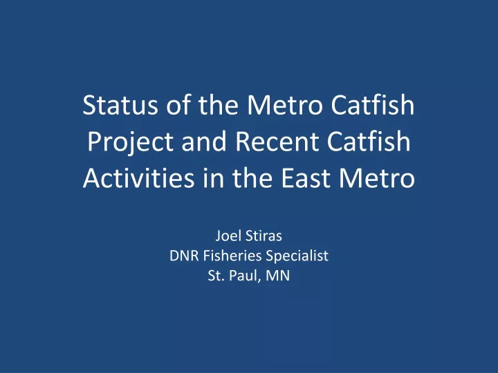 status of the metro catfish project and recent