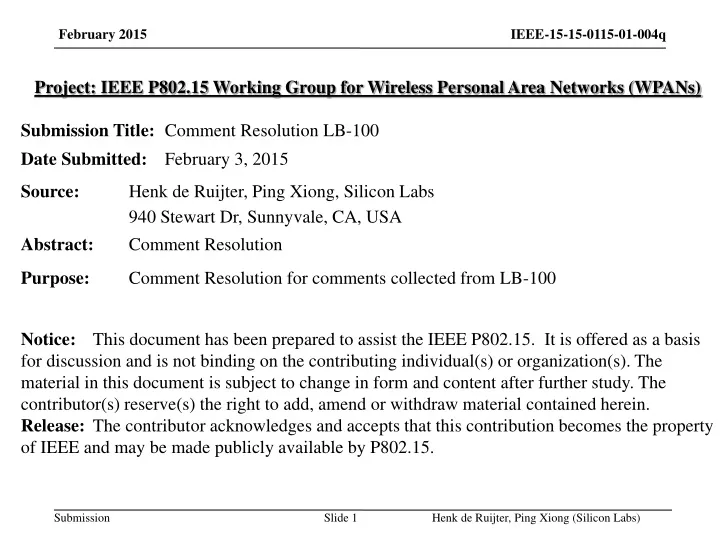 henk de ruijter ping xiong silicon labs