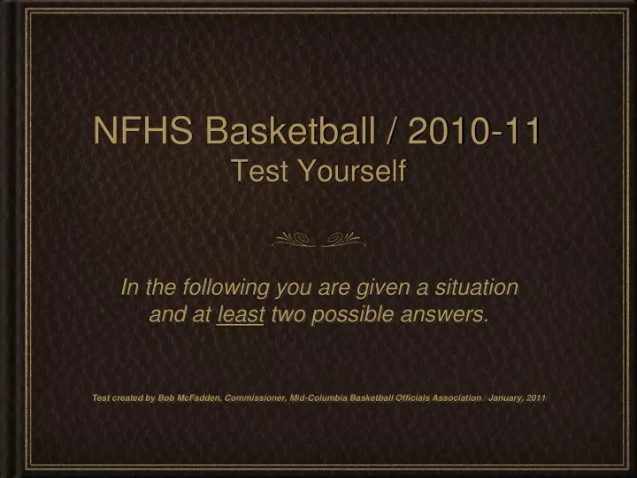 nfhs basketball 2010 11 test yourself