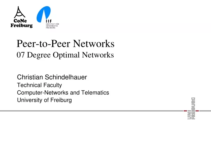 peer to peer networks 07 degree optimal networks