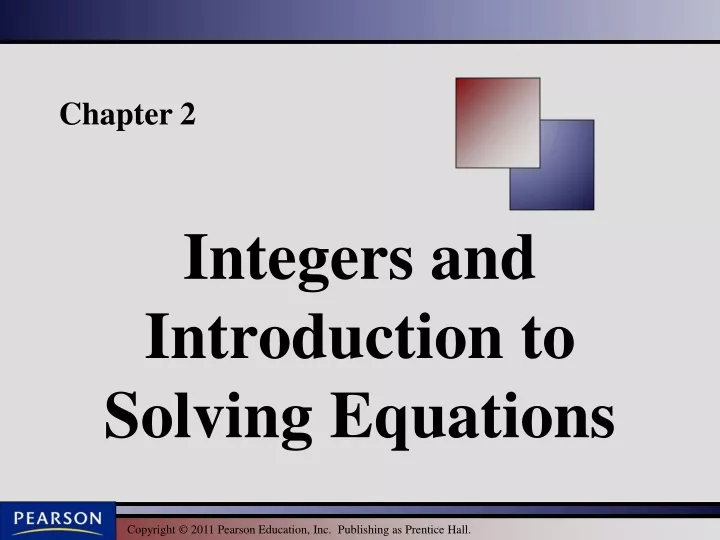 integers and introduction to solving equations