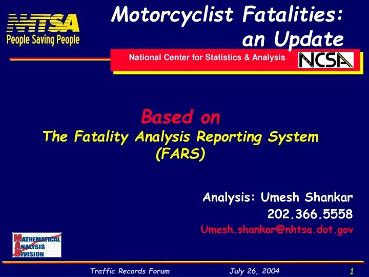 based on the fatality analysis reporting system fars
