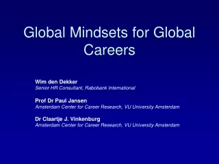 Global Mindsets for Global Careers