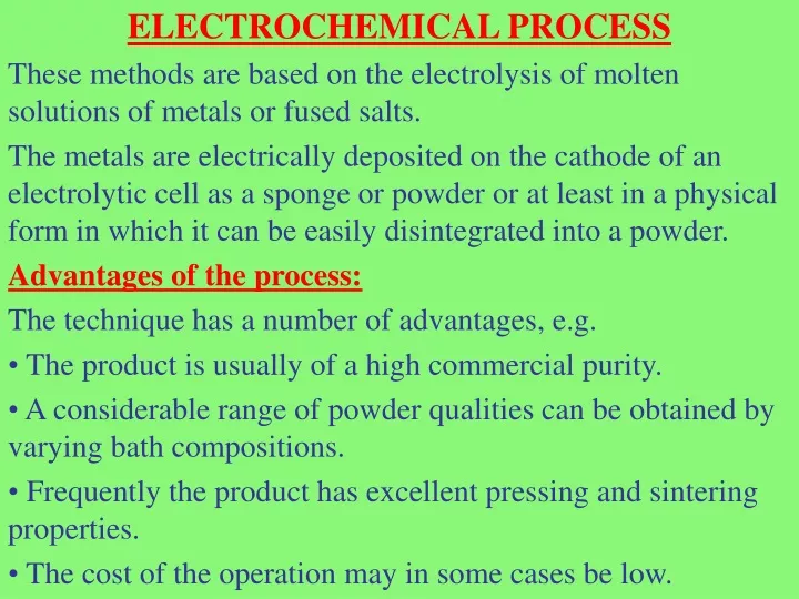 electrochemical process these methods are based