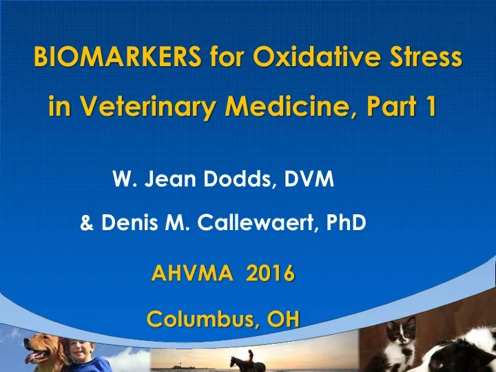 biomarkers for oxidative stress in veterinary medicine part 1