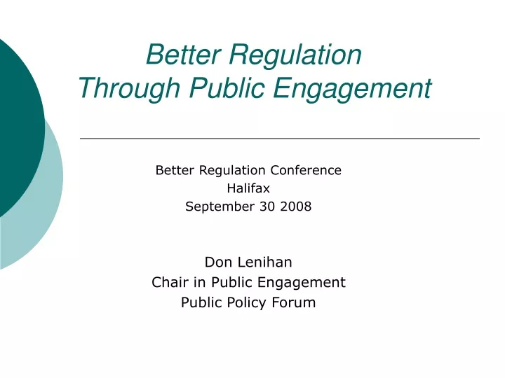 better regulation through public engagement