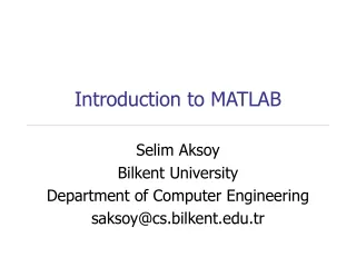 Introduction to MATLAB